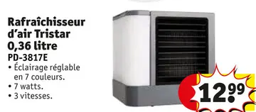 Offre: Rafraîchisseur d'air Tristar 0,36 litre
