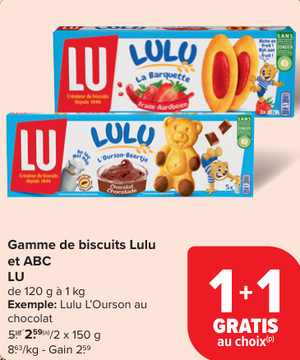 Offre: Gamme de biscuits Lulu et ABC L'Ourson au cho