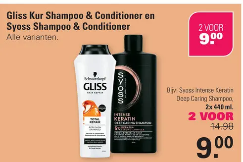 Aanbieding: Gliss Kur Shampoo & Conditioner, Syoss Shampoo & Conditioner