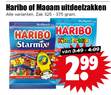 Aanbieding: Haribo of Maoam uitdeelzakken