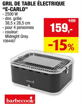 Offre: Barbecook E-Carlo gril de table électrique
