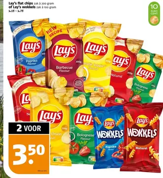Aanbieding: Lay's flat chips of Lay's wokkels