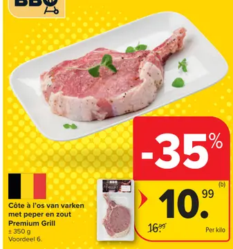 Aanbieding: Côte à l'os van varken met peper en zout Premium grill