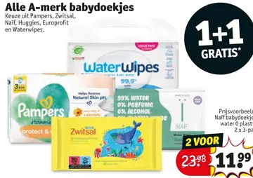 Aanbieding: Alle A-merk babydoekjes