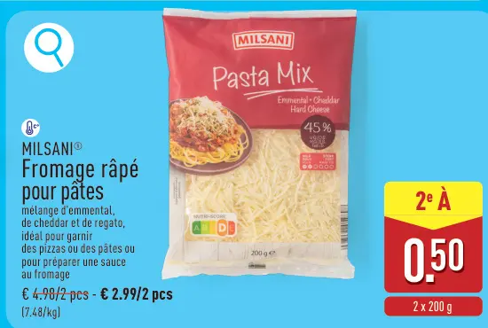 Offre: Fromage râpé pour pâtes