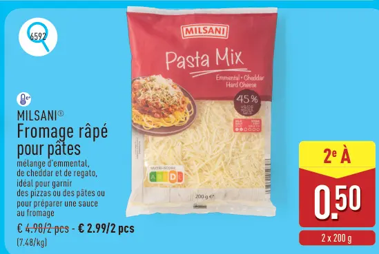 Offre: Fromage râpé pour pâtes