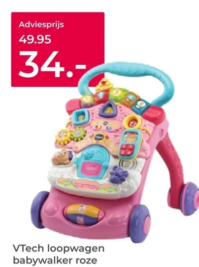 Aanbieding: Loopwagen babywalker roze