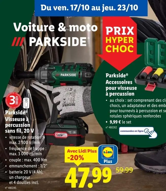 Offre: Visseuse à percussion sans fil, 20 V