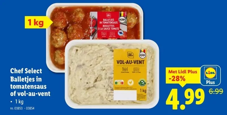 Promotie: Balletjes in tomatensaus of vol-au-vent