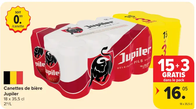 Offre: Canettes de bière Jupiler