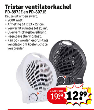 Aanbieding: Tristar ventilatorkachel PD-8972E en PD-8971E