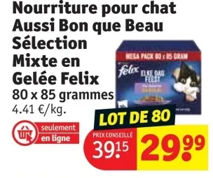 Offre: Nourriture pour chat Aussi Bon que Beau Sélecton Mixte en Gelée Felix