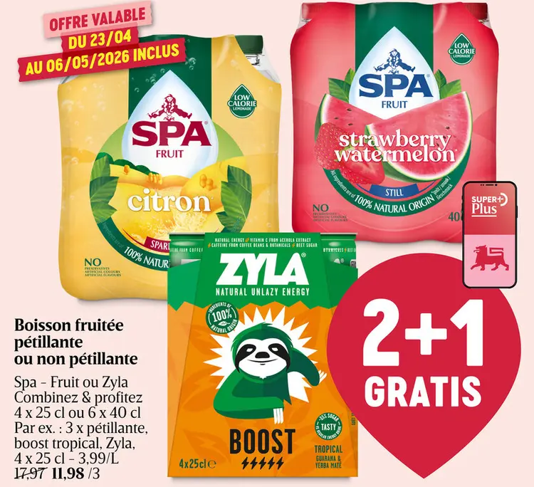 Offre: Boisson fruitée pétillante ou non pétillante