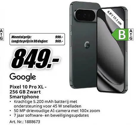 Aanbieding: Pixel 10 Pro XL - 256 GB Zwart Smartphone