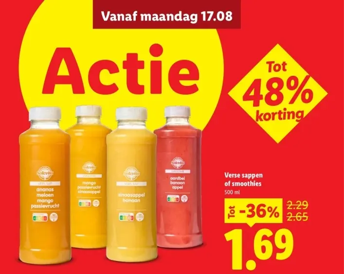 Aanbieding: Verse sappen of smoothies