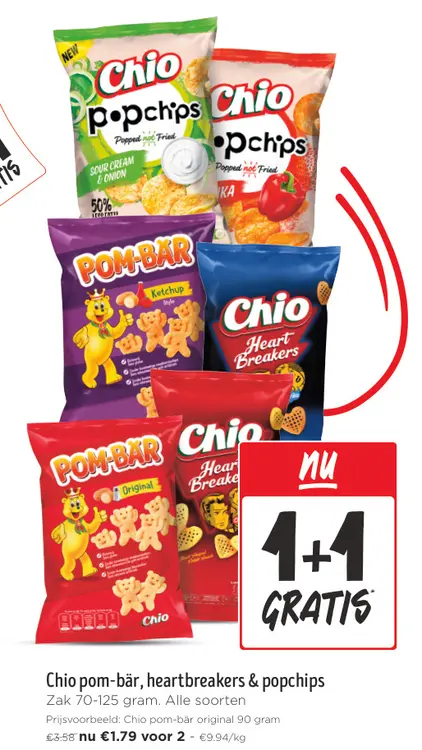 Promotie: Chio pom-bär, heartbreakers & popchips
