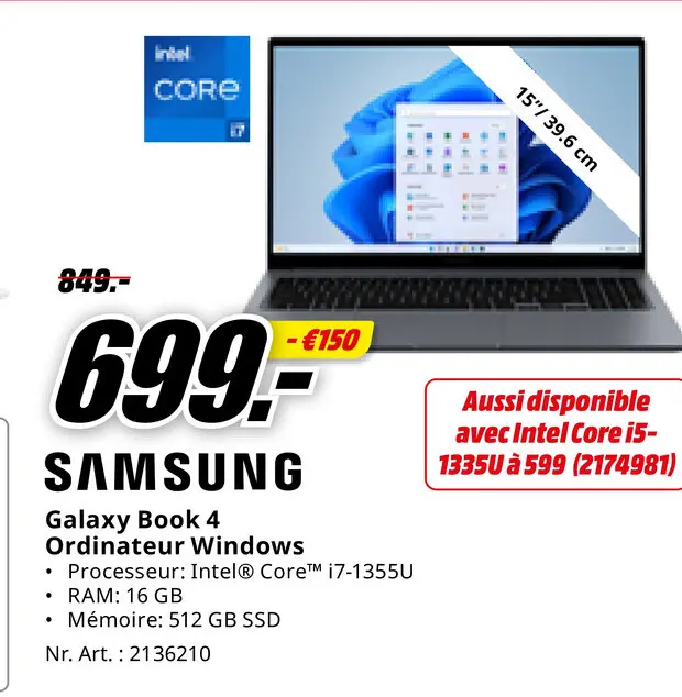 Offre: Galaxy Book 4 Ordinateur Windows