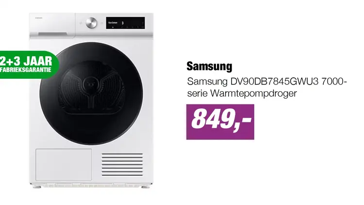 Aanbieding: Samsung DV90DB7845GWU3 7000-serie Warmtepompdroger