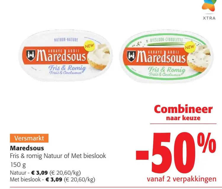 Aanbieding: Maredsous Fris & romig Natuur of Met bieslook