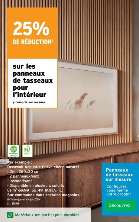 Offre: Decowall Acoustic Curve chêne naturel