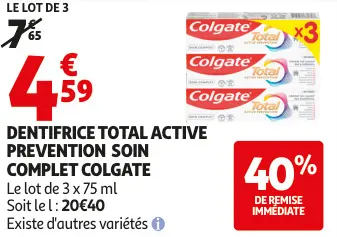 Promotie: Dentifrice total active prevention soin complet Colgate