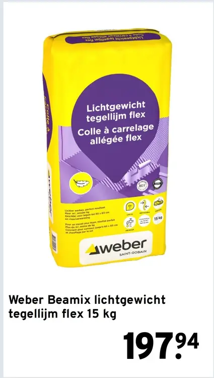 Aanbieding: Beamix lichtgewicht tegellijm flex