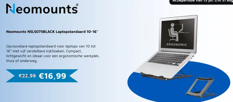 Aanbieding: Neomounts NSLS075BLACK Laptopstandaard 10-16"