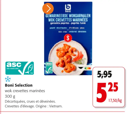 Offre: wok crevettes marinées
