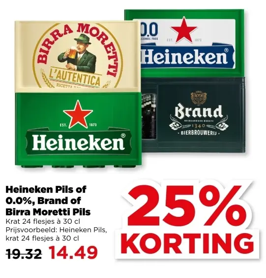 Aanbieding: Heineken Pils of 0.0%, Brand of Birra Moretti
