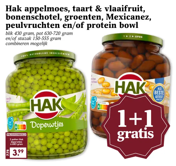 Aanbieding: Appelmoes, taart & vlaaifruit, bonenschotel, groenten, Mexicanez, peulvruchten en/of protein bowl