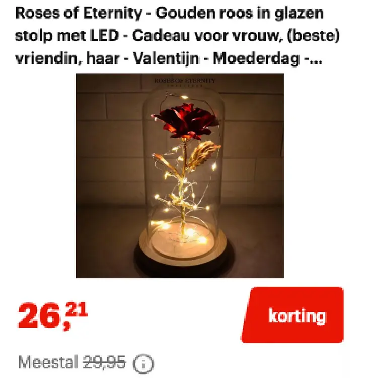 Promotie: Roses of eternity -gouden roos in glazen stolp