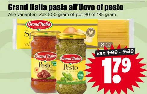 Aanbieding: pasta all'Uovo of pesto