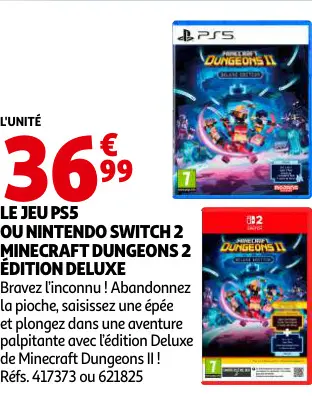 Promotie: Le Jeu PS5 Ou Nintendo Switch 2 Minecraft Dungeons 2 Édition Deluxe