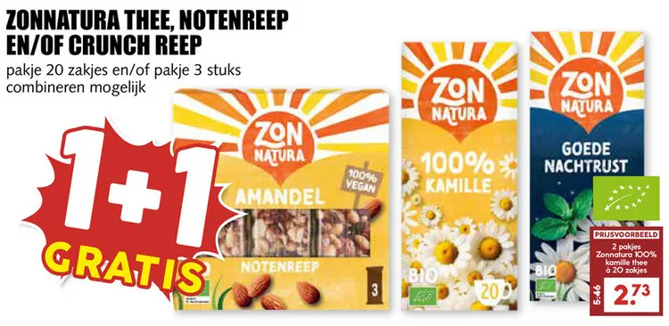 Aanbieding: Zonnatura Thee, Notenreep en/of Crunch Reep
