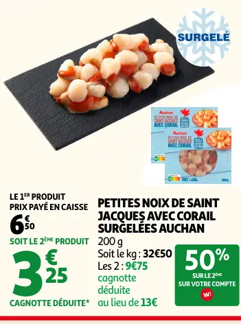 Promotie: Petites noix de saint jacques avec corail surgelée's