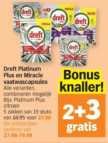 Promotie: Dreft Platinum Plus en Miracle vaatwascapsules