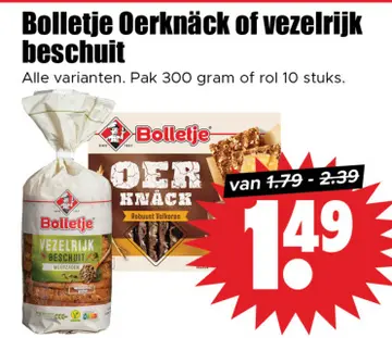 Aanbieding: Bolletje Oerknäck of vezelrijk beschuit
