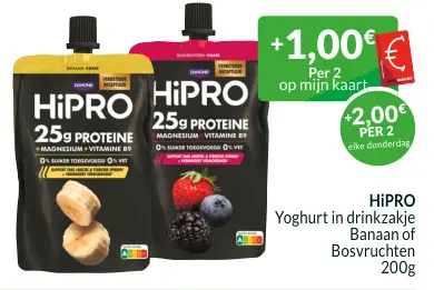 Promotie: Yoghurt in drinkzakje Banaan of Bosvruchten