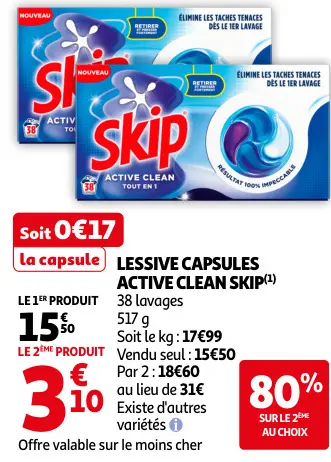 Offre: Lessive capsules Active Clean