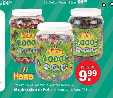 Aanbieding: Hama Strijkkralen Ton met 9000 Stuks Primair