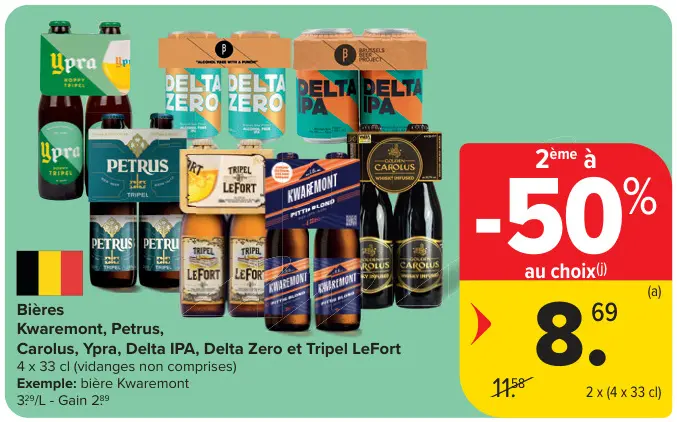 Offre: Bières Kwaremont, Petrus, Carolus, Ypra, Delta IPA, Delta Zero et Tripel LeFort