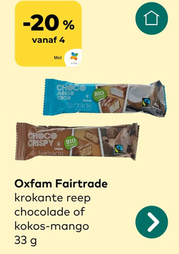 Aanbieding: Oxfam Fairtrade krokante reep chocolade