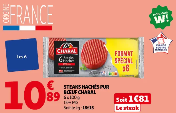 Promotie: Steaks hachés pur bœuf