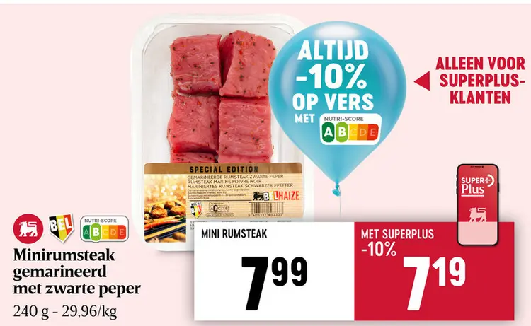 Aanbieding: Minirumsteak gemarineerd met zwarte peper