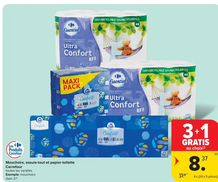 Offre: Mouchoirs, essuie-tout et papier-toilette