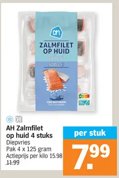 Aanbieding: AH Zalmfilet op huid 4 stuks