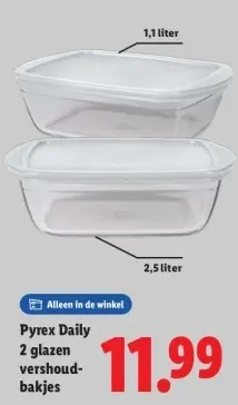 Aanbieding: 2 glazen vershoudbakjes