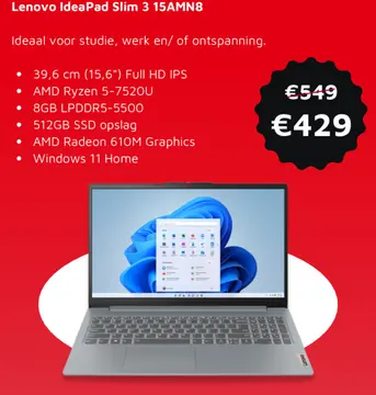 Aanbieding: Lenovo IdeaPad Slim 3 15AMN8