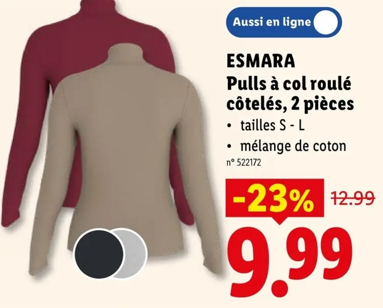 Offre: Pulls à col roulé côtelés