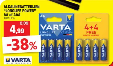 Promotie: Varta Batterij High Energy AA 4+4 gratis